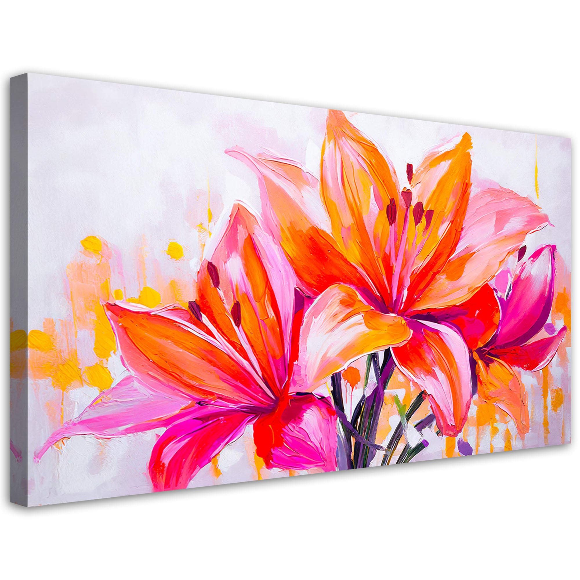 Obraz do sypialni kwiaty lilii akwarela 80x40