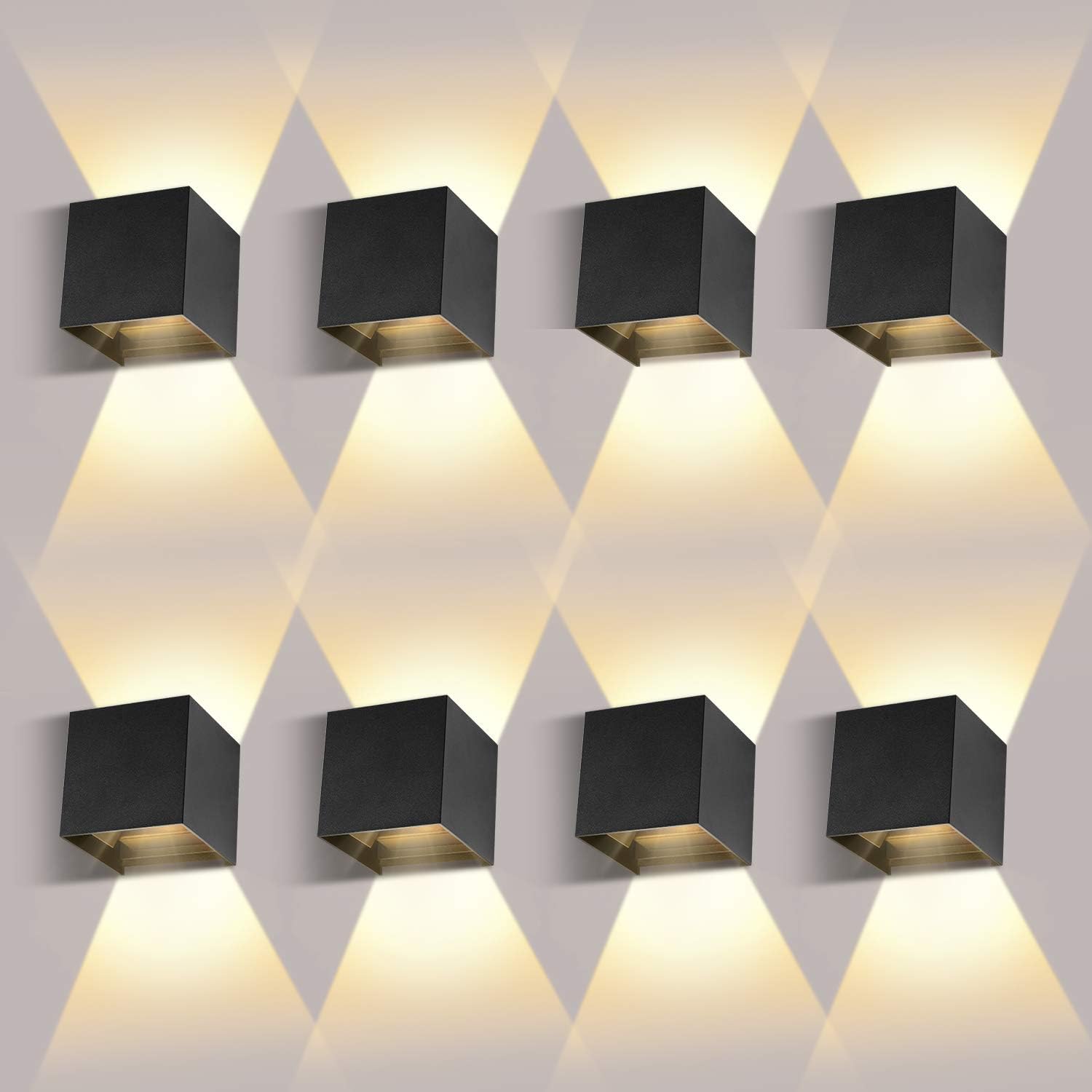 8pcs Applique murale 12W Led chambre Moderne Interieur, Up and Down Design Réglable Lampe Aluminium Noir pour Chambre Couloir Salon (Blanc Chaud ) | Leroy Merlin