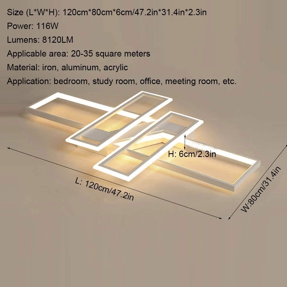 116W LED Plafoniera Soggiorno Camera da letto Sala da pranzo Corridoio Balcone Luce Modern Chic Design quadrato Plafoniera Paralume in alluminio acril - 5