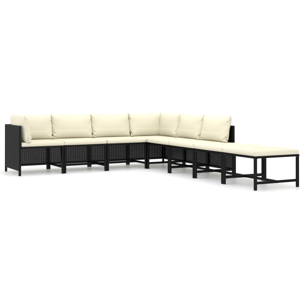 Maison Exclusive - Set Divani da Giardino 8 pz con Cuscini in Polyrattan Nero - 2