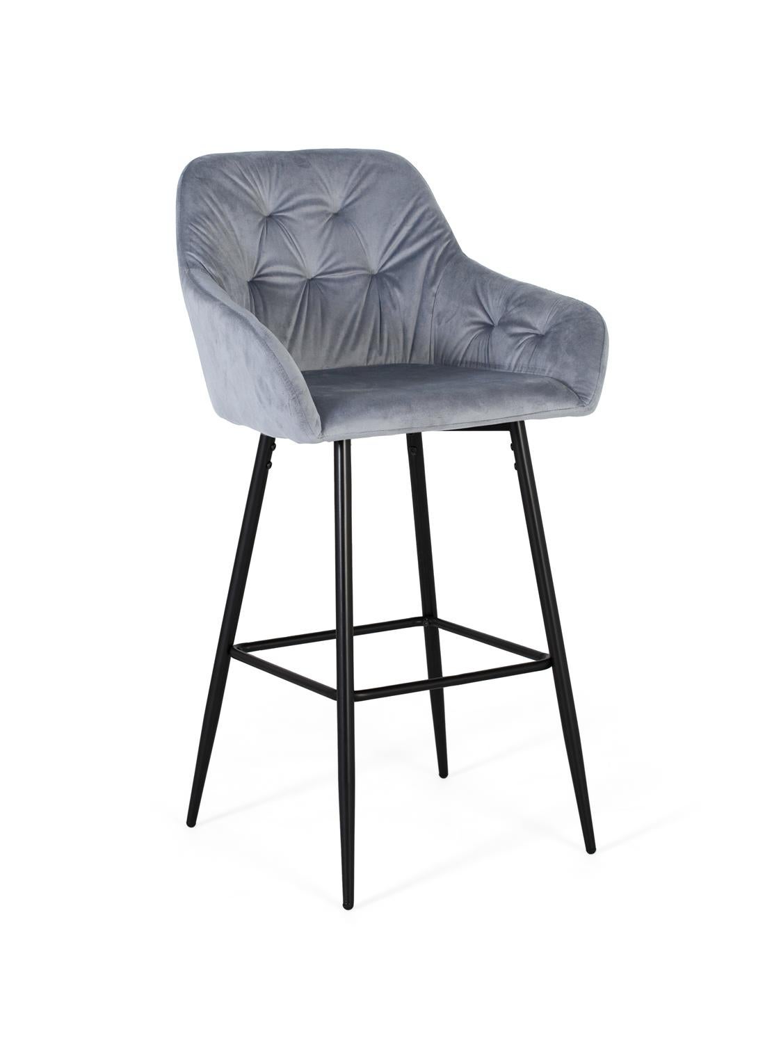 Zestaw 2 stołków pokrytych welurem i metalową konstrukcją