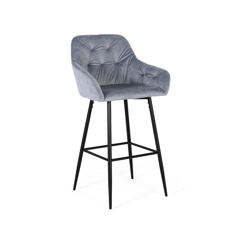 Zestaw 2 stołków pokrytych welurem i metalową konstrukcją