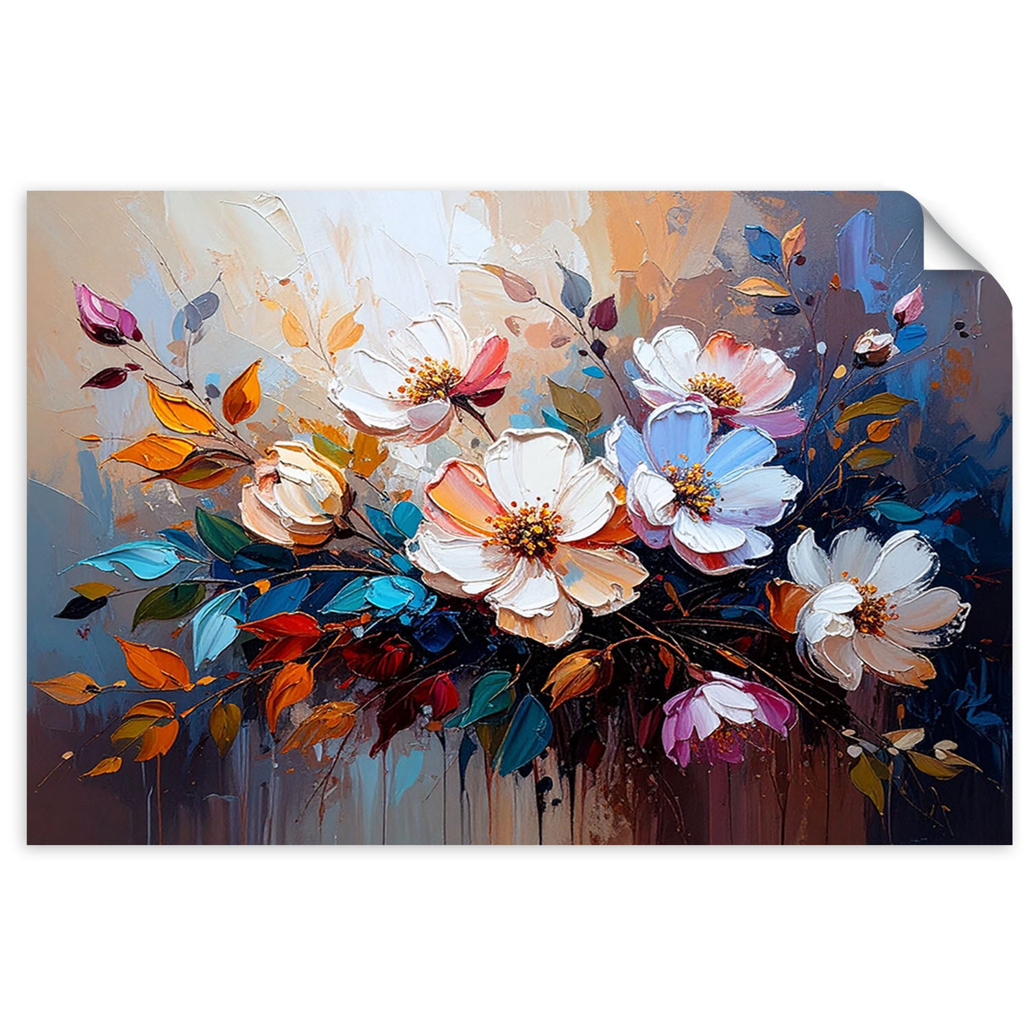 Naklejka samoprzylepna, Bukiet Kwiatów Kolorowa Abstrakcja 60x40