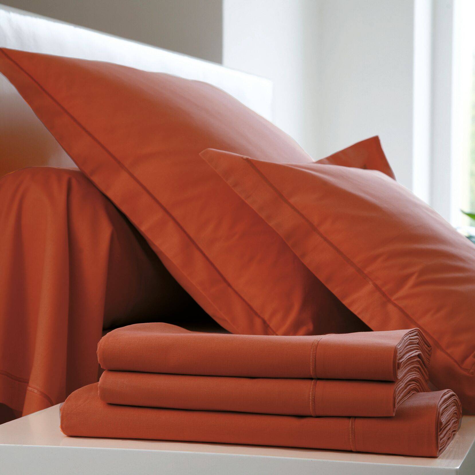 Drap Percale Easy-180 x 290 cm-Terracotta - 2