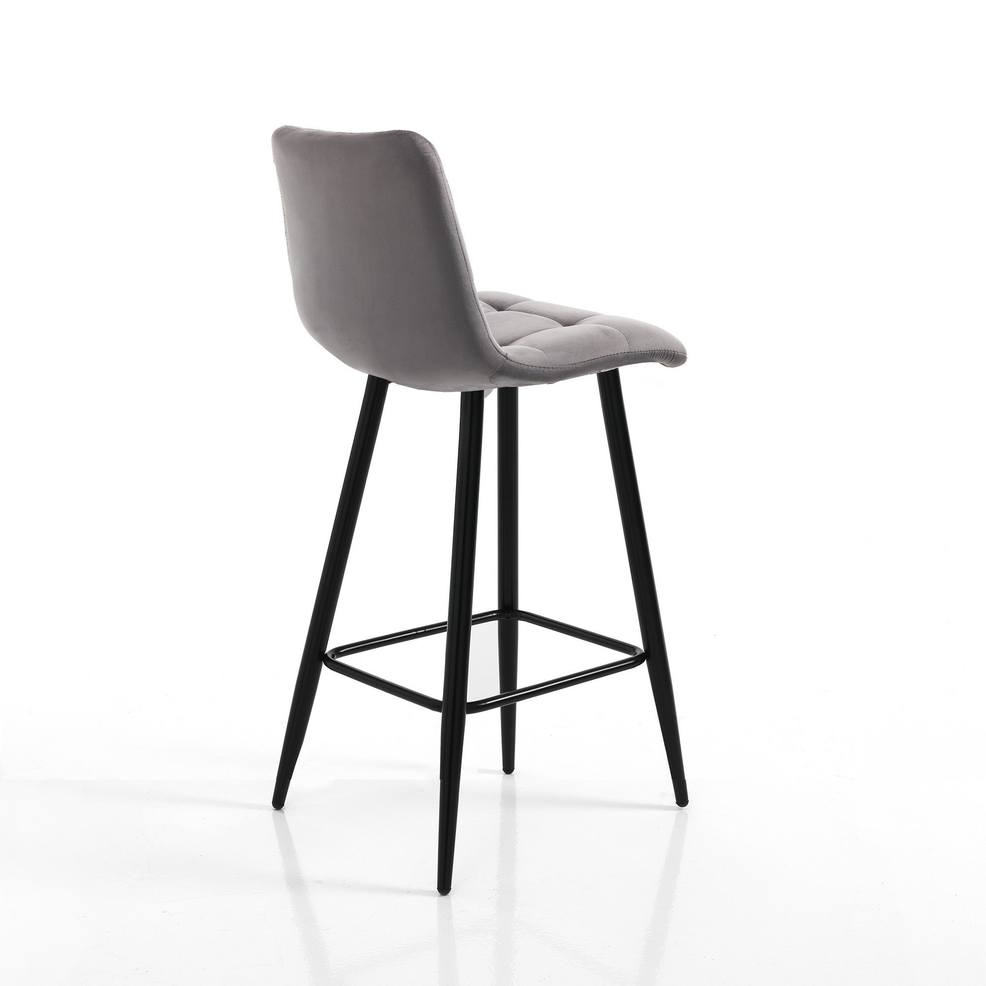 Set 2 sgabelli TOFFEE GREY HOME – Tessuto velluto Grigio, metallo Nero, H.91 L.44 P.50, seduta H.65, per interno - 3