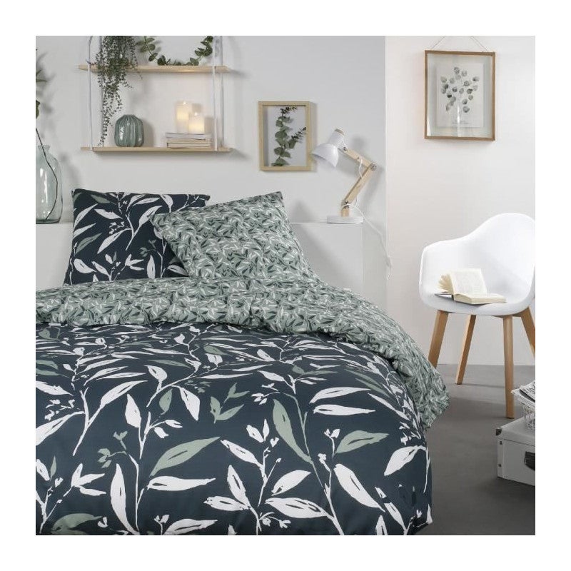 Parure de lit mawira - 2 personnes - 260 x 240 cm - 100% coton - bleu motif floral - today
