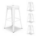 Lot de 4 tabourets de bar en métal blanc mat style industriel - Hauteur ...
