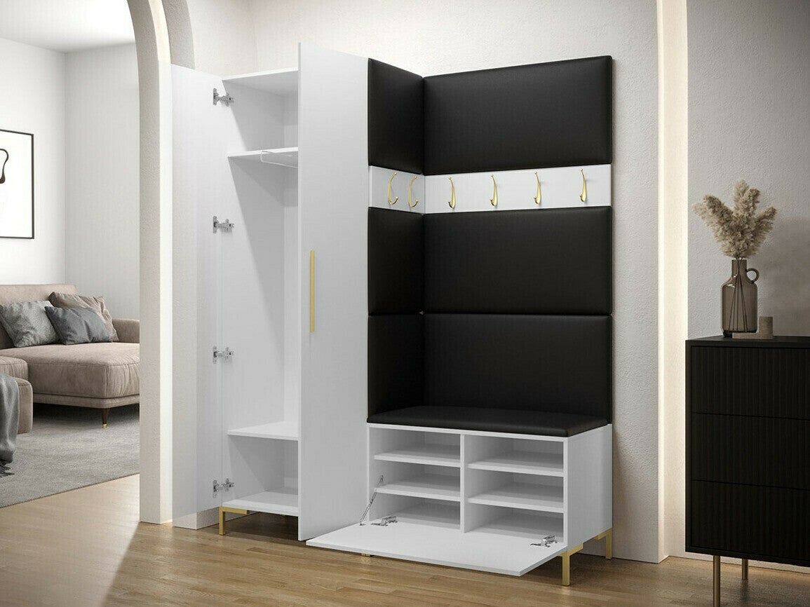 Conjunto para corredor Tivsoa 100, 196x158x44cm, Branco, Tecido, Placa de aglomerado laminado, Montado na parede, Colocado - 4