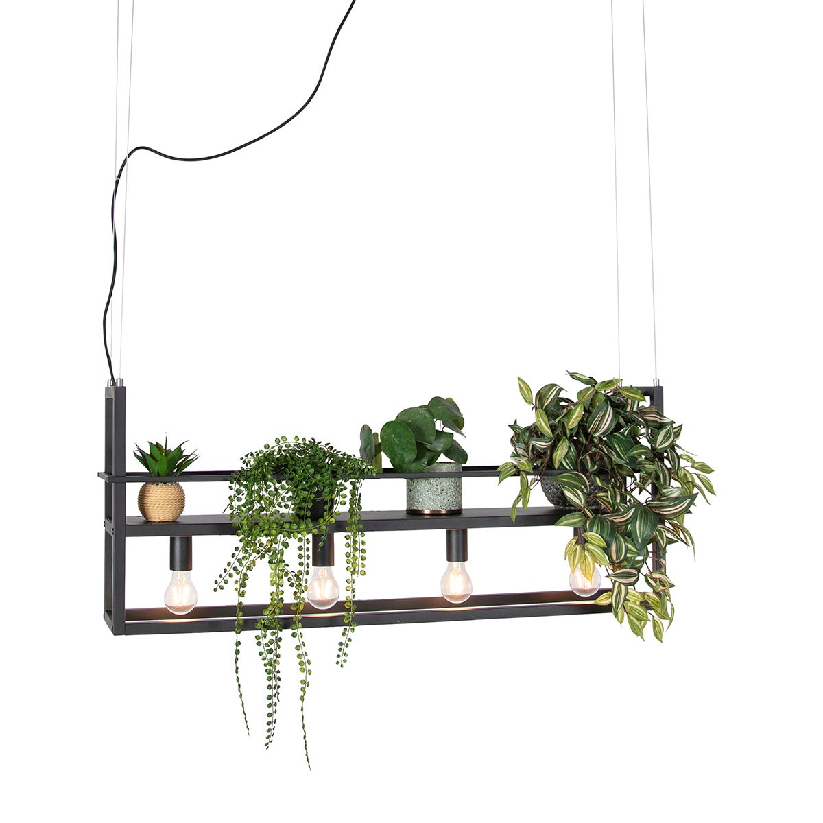 Applique Murale Cage Rack - 2 Lumière - L 40 Cm - Noir - Rustique