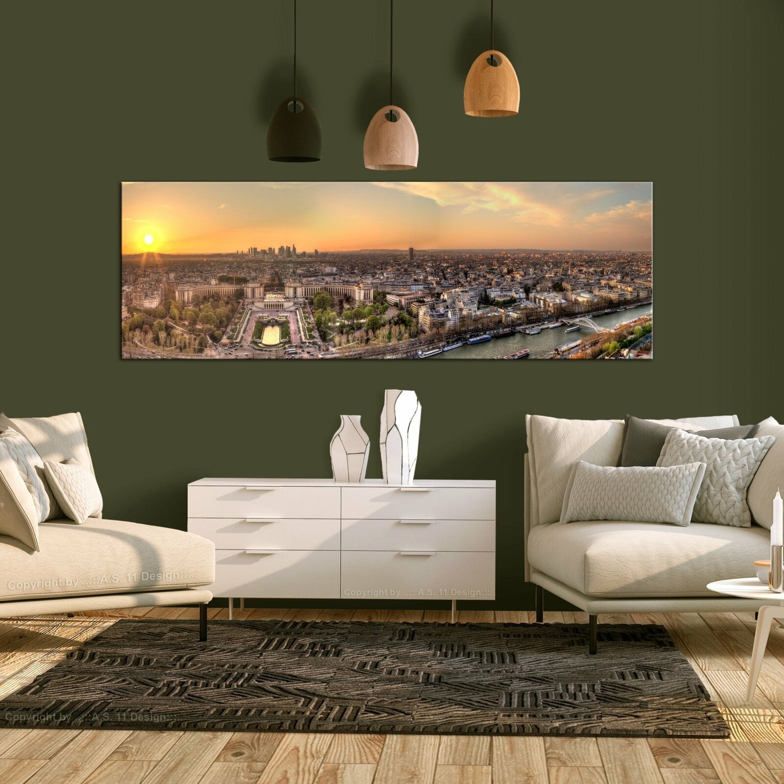 Tableau vue depuis la tour eiffel étroite - 150 x 50 cm - 2