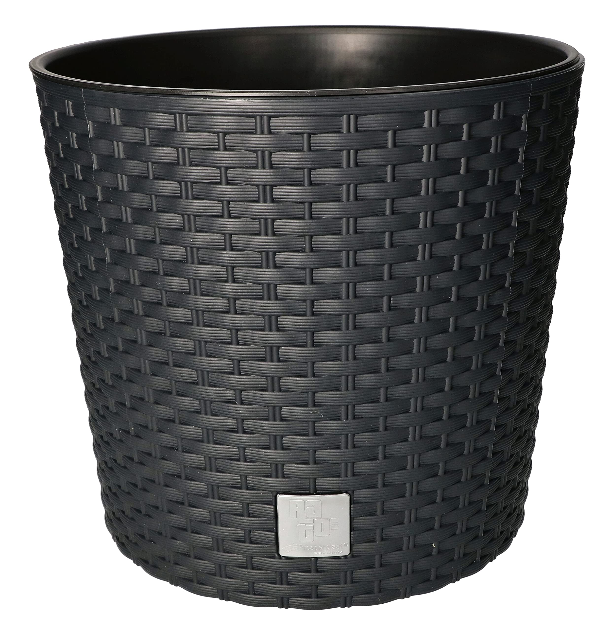 Doniczka rattan okrągła z wkładem antracyt 250x224 mm - KOTARBAU
