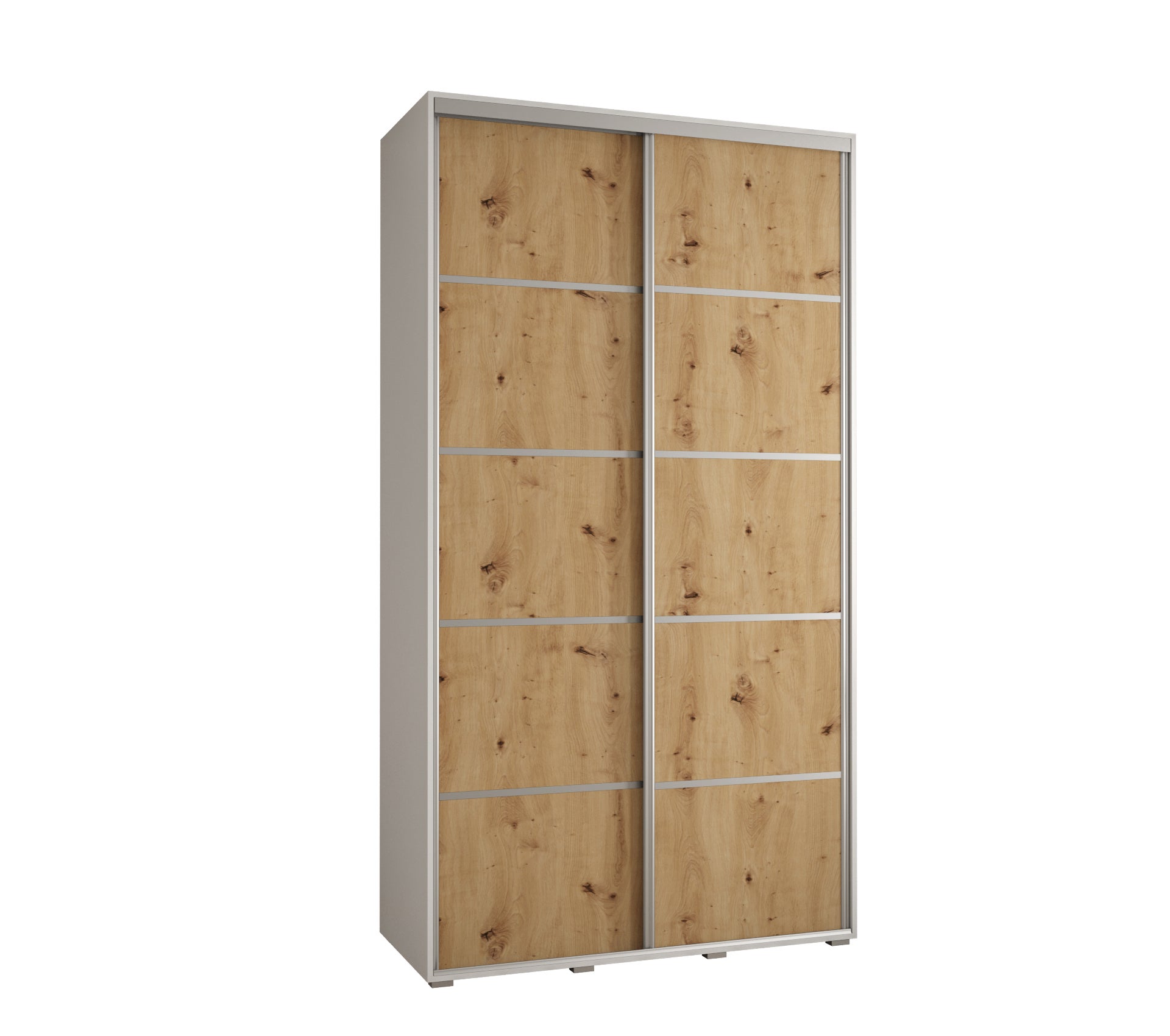 Szafa przesuwna wysoka Davos 4 140 x 45 x 235,2 cm biały + artisan + u. srebrny - Abiks Meble
