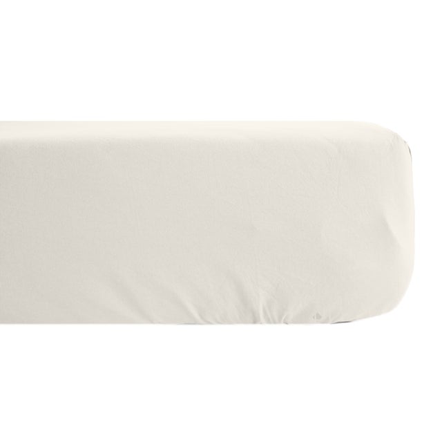 Drap housse uni 80x200 cm bonnet 35 cm percale de coton MANOIR Ivoire