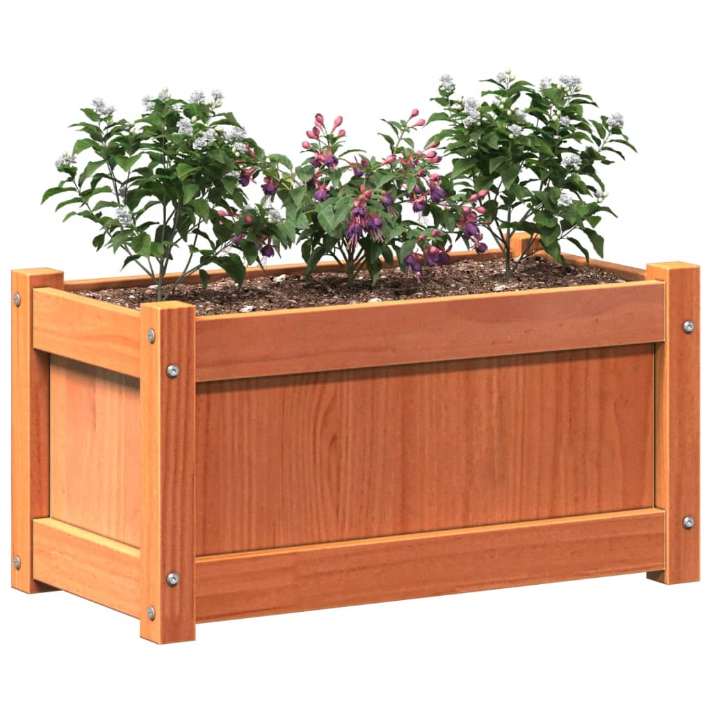 Lot de 2 Jardinières - Pots De Fleurs - Bac à Fleurs cire marron bois de pin massif - 4