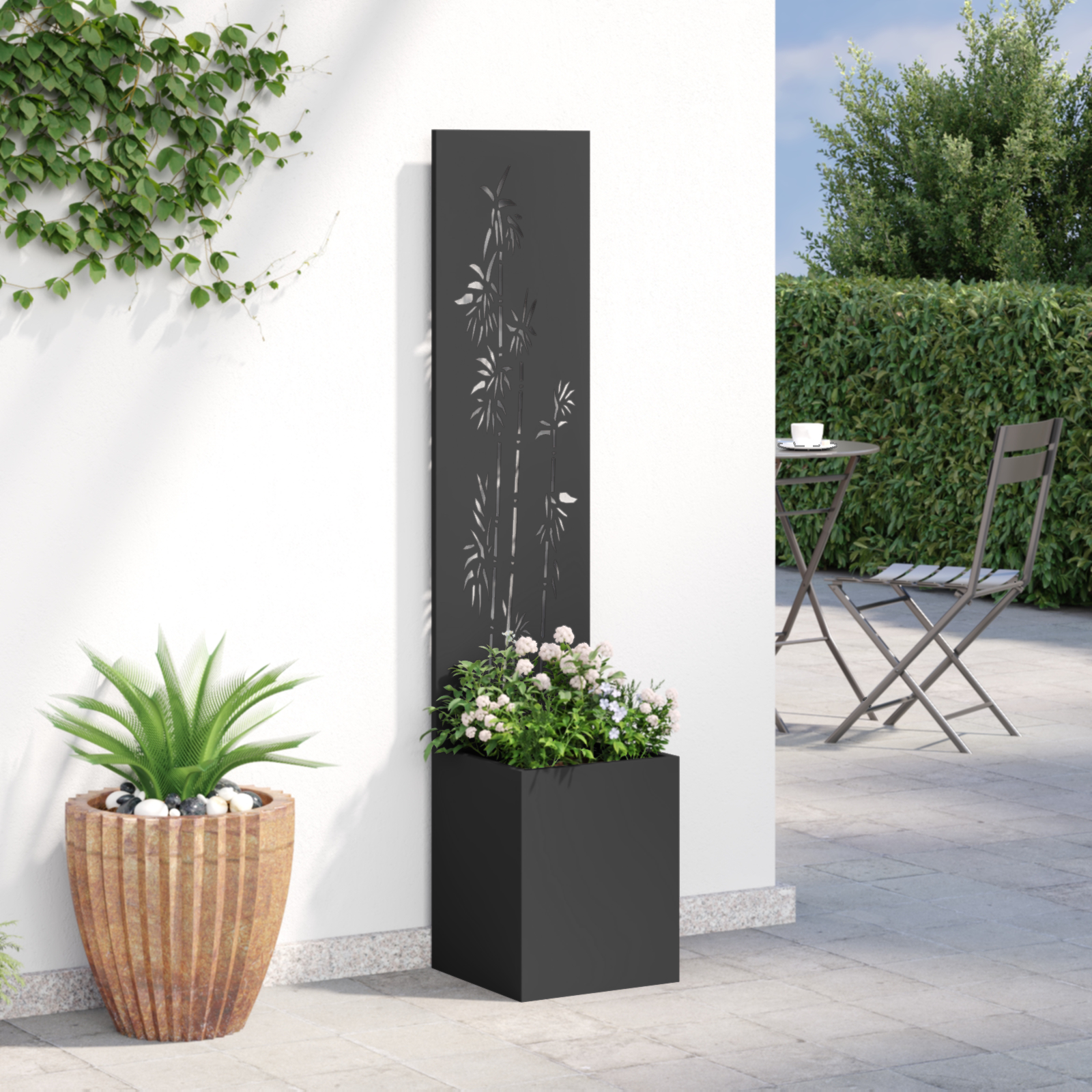 Écran de confidentialité de jardin Floral Noir 32 x 32 x 150 cm vidaXL - 4