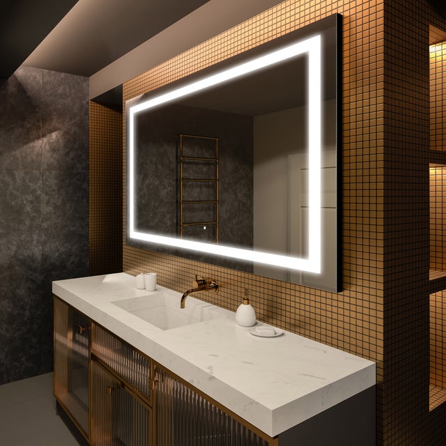 Lustro Premium z podświetleniem LED Łazienka (130x60cm) Podświetlane lustro LED z podświetleniem dotykowym