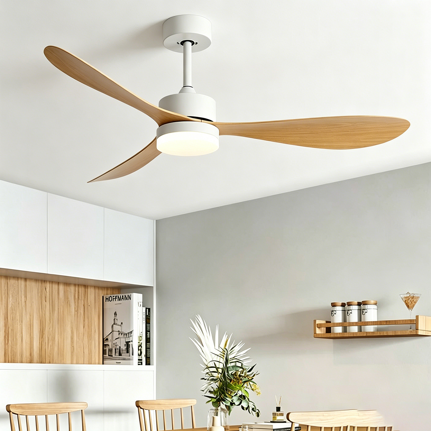 Ventilateur de plafond de 106 cm avec éclairage, télécommande et commande murale, 3 températures de couleur, 6 vitesses de ventilation et minuterie. - 9