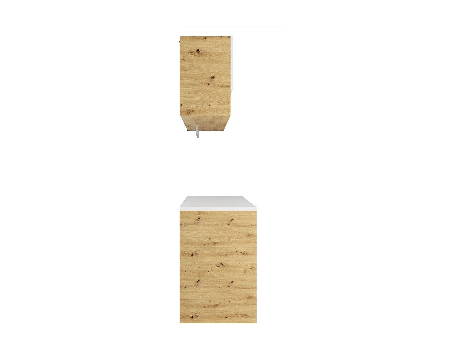 Muebles para el cuarto de la lavadora con encimera - 182 cm de ancho - blanco y natural claro - NATAJI - 4