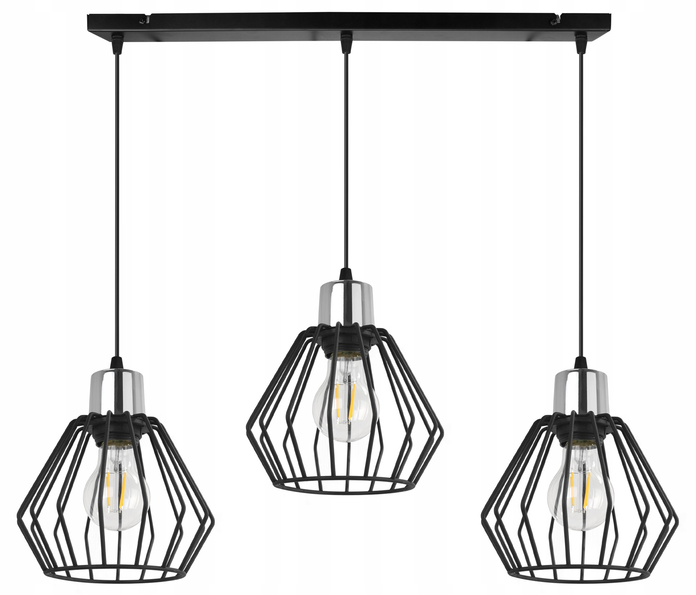 Lampa sufitowa wisząca Nuvola glam 3xE27 abażur druciak diament srebrny/czarny Light Home LH