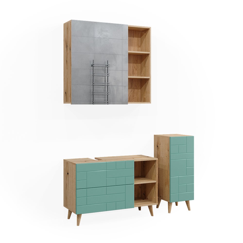 Vicco Zestaw mebli łazienkowych Rudi, Miętowa zieleń, 3 części