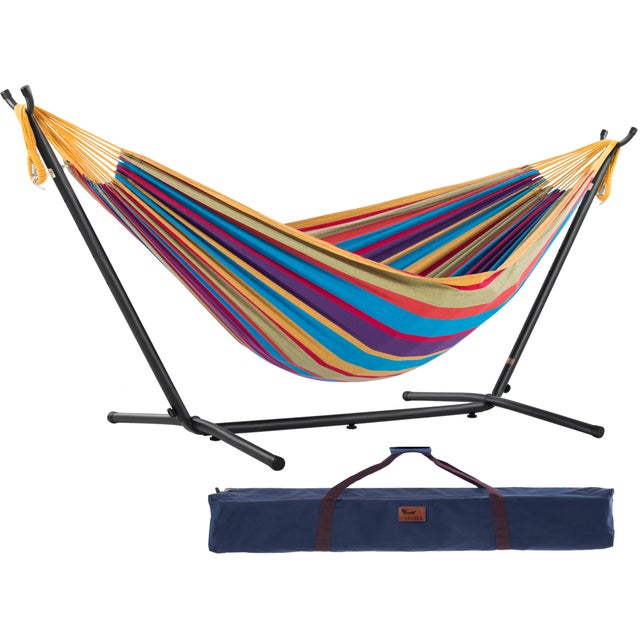 Hamac Double Vivere Sunbrella Avec Support Pin Robuste | Capacité 204 Kg | Extérieur Toute L'année