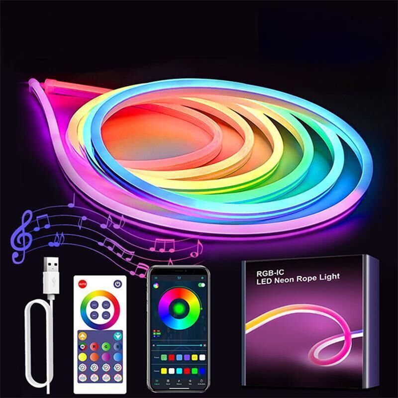 Bandă luminoasă neon de 3 m, bandă luminoasă neon LED flexibilă, reglabilă la 220 V, cu control prin aplicație