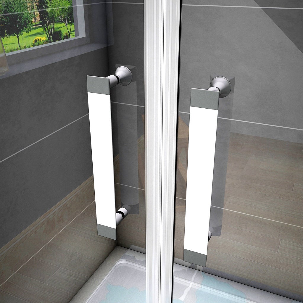 185 cm Box doccia per Nicchia Porta Battente 2 Ante Saloon Vetro Temperato 5 mm Trasparente Profilo in Alluminio Argento Opaco 100 cm - 6