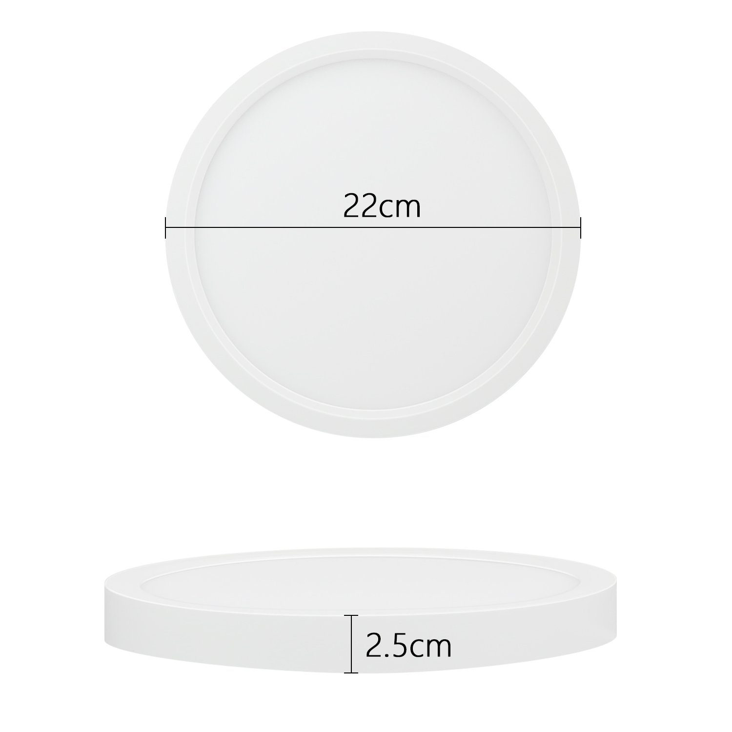 NETTLIFE Plafón LED Dormitorio Lámpara Plana 22cm 15W Cocina IP44 Pasillo Redondo Blanco Cálido para Baño - 6