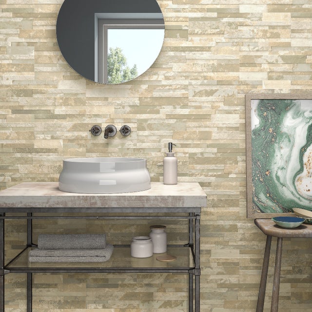 Carrelage effet parement Atlas beige 17x52 cm - Réflex Boutique