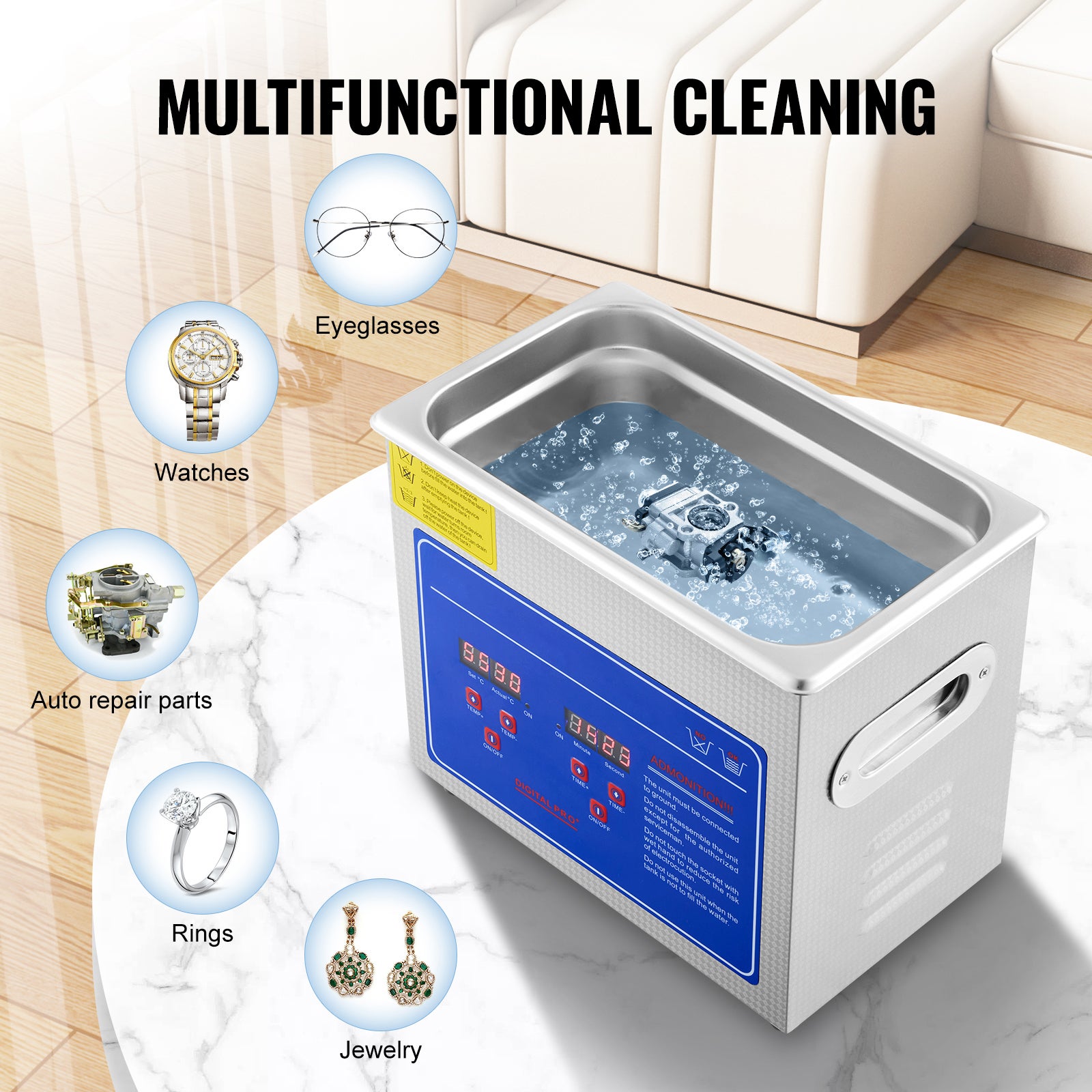 Nettoyeur Ultrasons SucceBuy 2,85L Professionnel,Minuterie Numérique & Chauffage,Acier Inoxydable,40kHz pour Bijoux,Lunettes,Montres,Argent - 7
