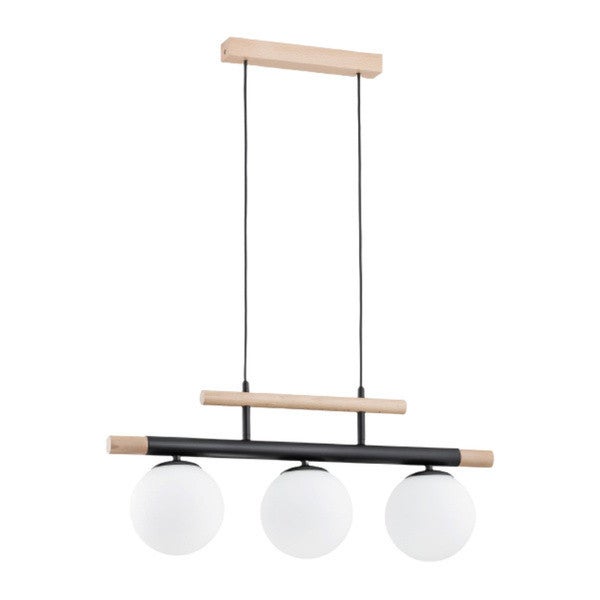 Lampa wisząca Trendy czarna-jasne drewno 3xE14x10W wym: 85 x 66 x 15 cm metal Alfa
