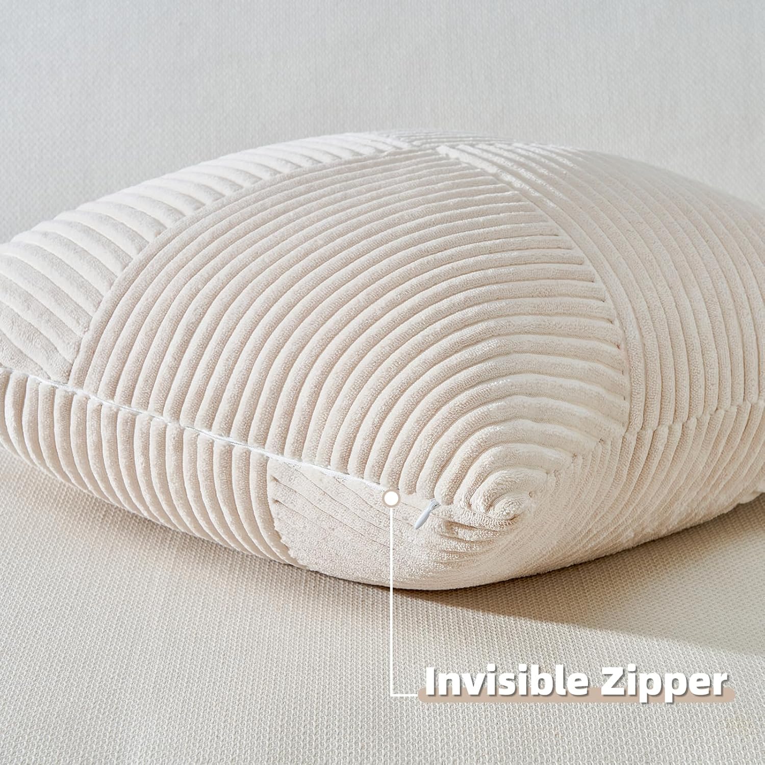Lot de 2 Housse de Coussin 45x45 en Velours Côtelé Doux Crème Blanc,Housse Coussin Canapé Decoration Maison Salon Chambre pour Canapé - 7