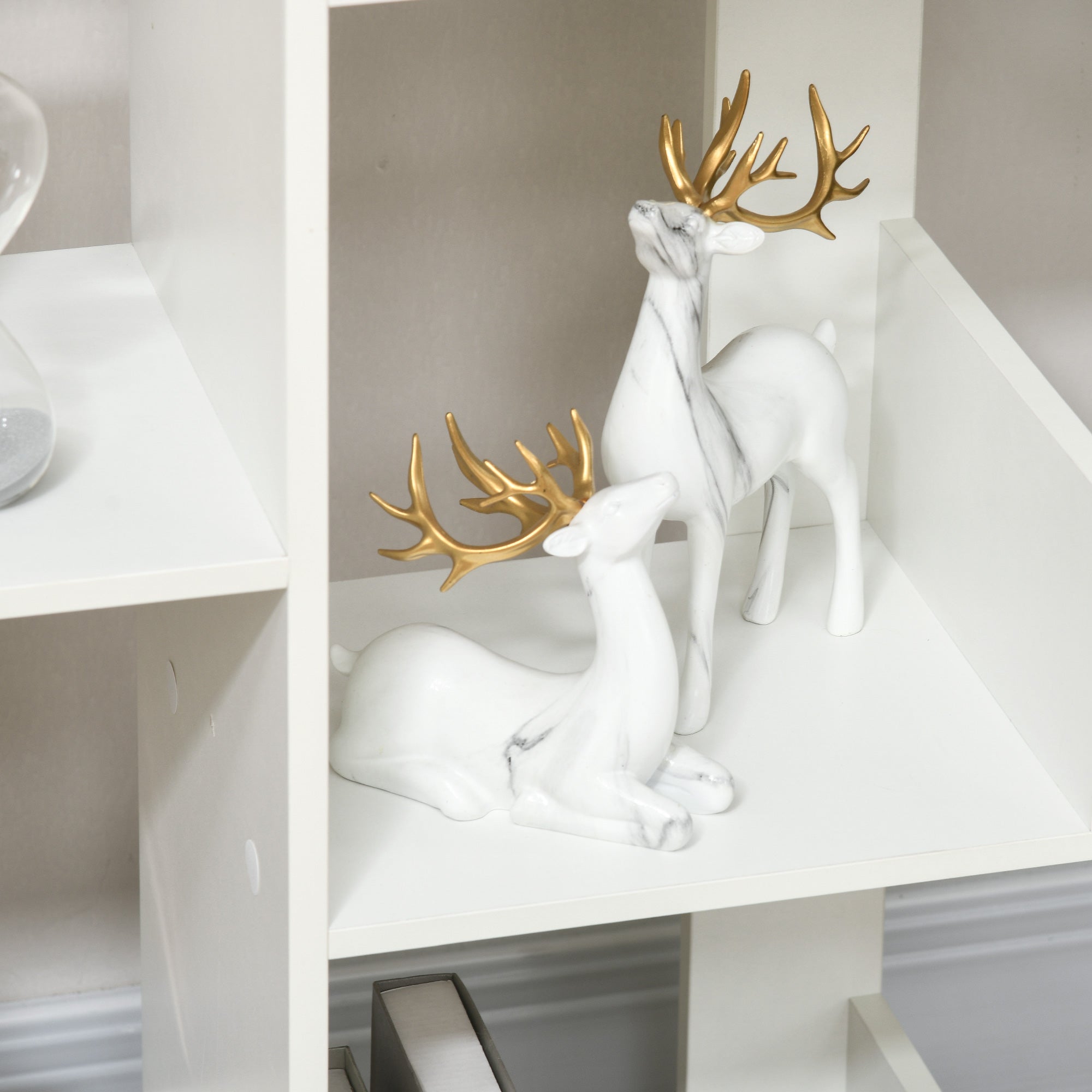 HOMCOM Mobile Libreria ad Albero con 13 Ripiani, Libreria Scaffale Moderna in Legno per Soggiorno, Studio, Ufficio, Bianco - 7