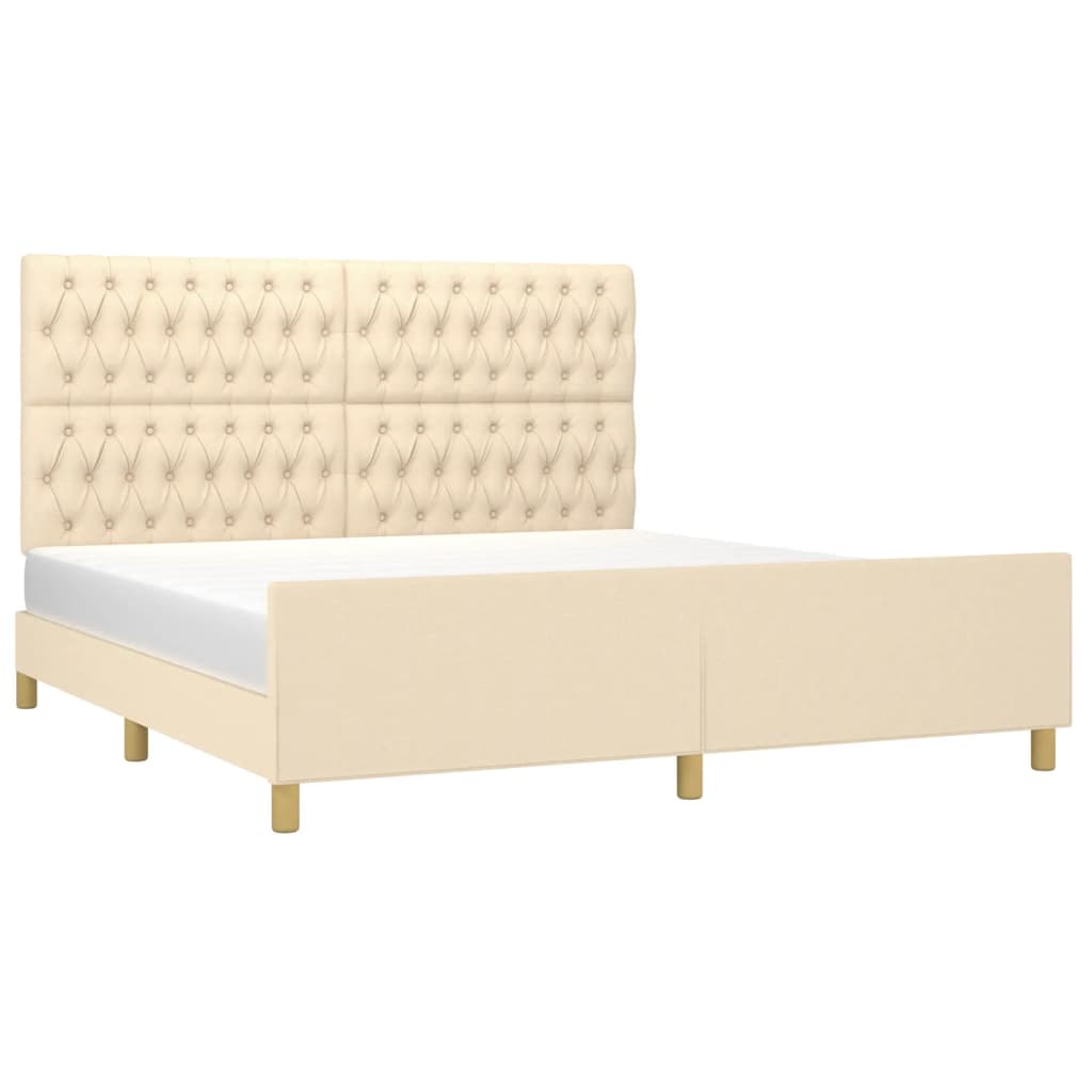 Cadre de lit sans matelas crème 180 x 200 cm en tissu - 3