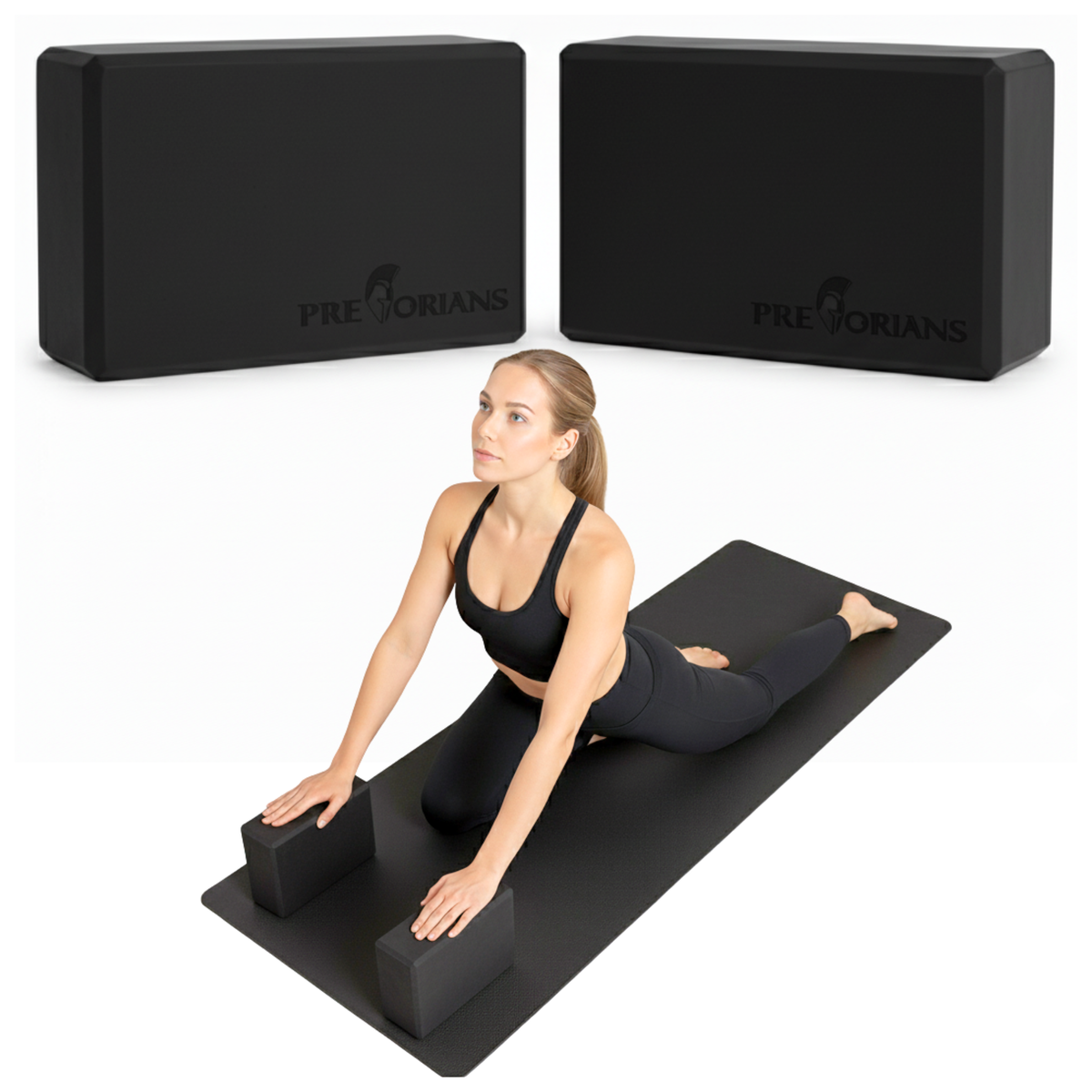 Kostka do jogi 2 sztuki z pianki EVA lekka czarna Pretorians