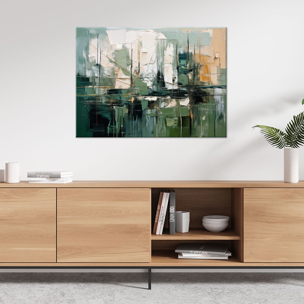 abstrakcja Obraz nowoczesny do salonu zielony beżowy szary 120x80 - 2