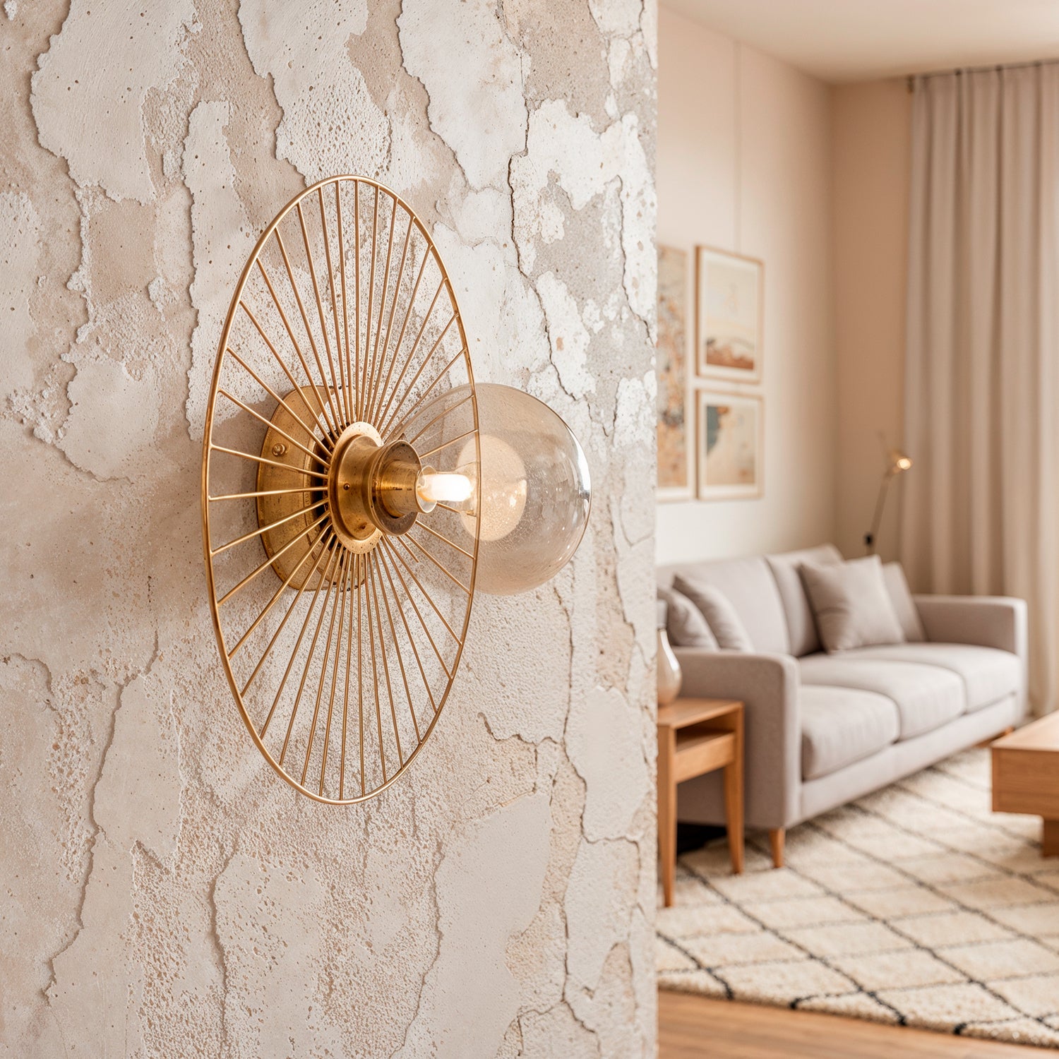 Ledkia - Aplique de Pared Metal y Cristal Dharma, Dorado, Cristal,Metal ...