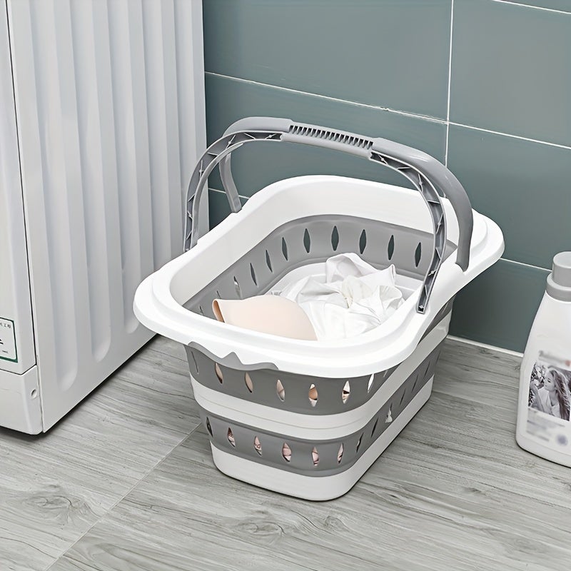 Panier à linge pliable, grande capacité, panier à linge mural en plastique, économiseur d'espace, organiseur de vêtements sales avec poignée (gris