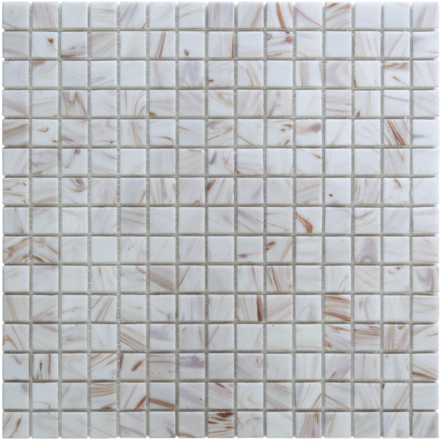 Mozaika Szklana Biało-Koralowa z Akcentami Brązowo-Różowymi – 32,5x32,5 cm – 4 mm