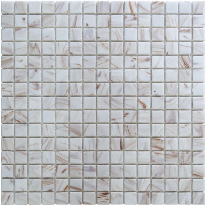 Mozaika Szklana Biało-Koralowa z Akcentami Brązowo-Różowymi – 32,5x32,5 cm – 4 mm