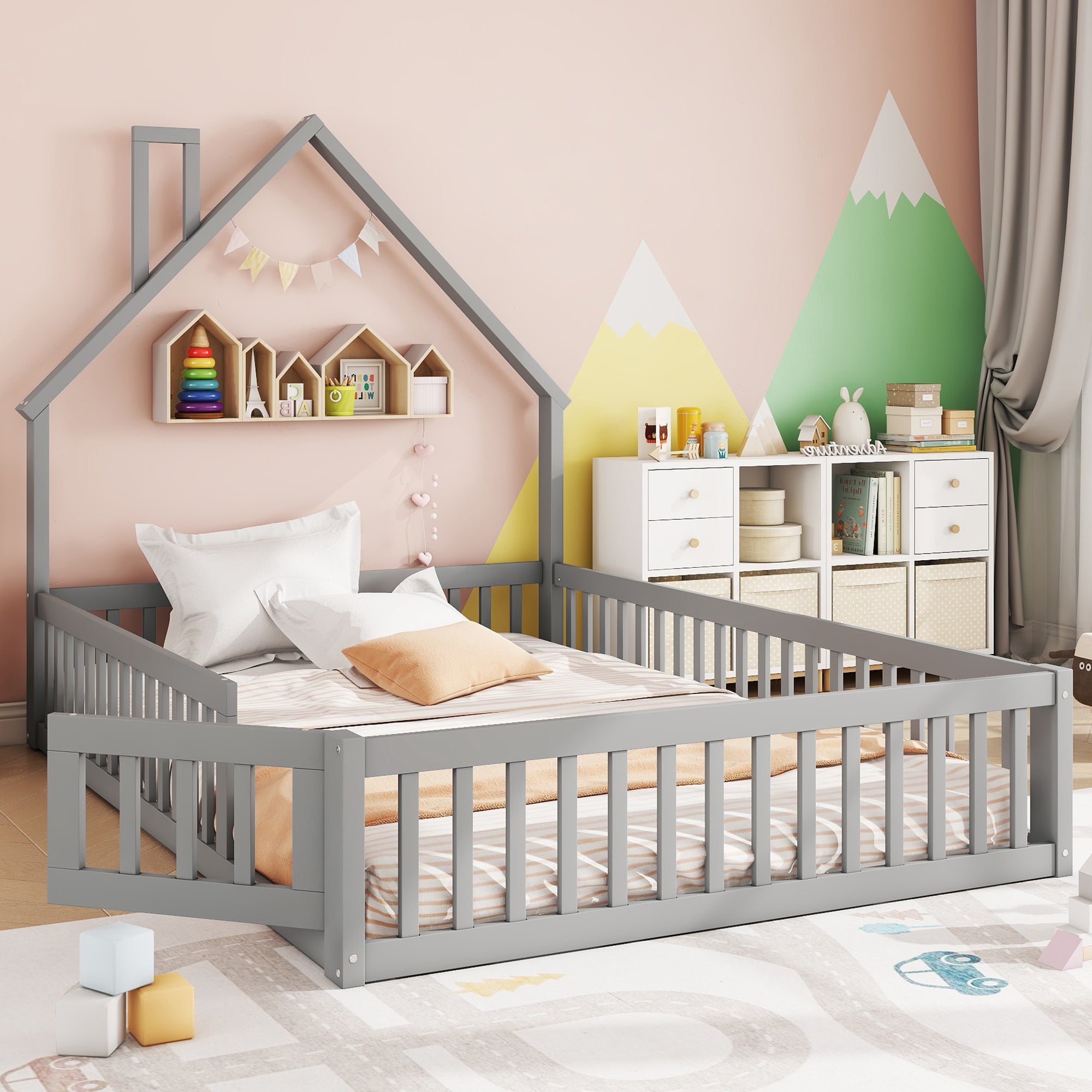 Letto A Soppalco Per Bambini Con Torre Rosa 90x200 Cm In Legno Massello Di Pino 93291784 - 4