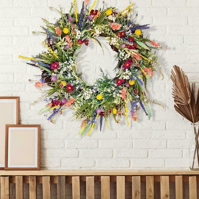 Guirnalda artificial exterior, plantas verdes, flores preservadas-, guirnalda decoración fiesta, guirnalda colgante - 25cm