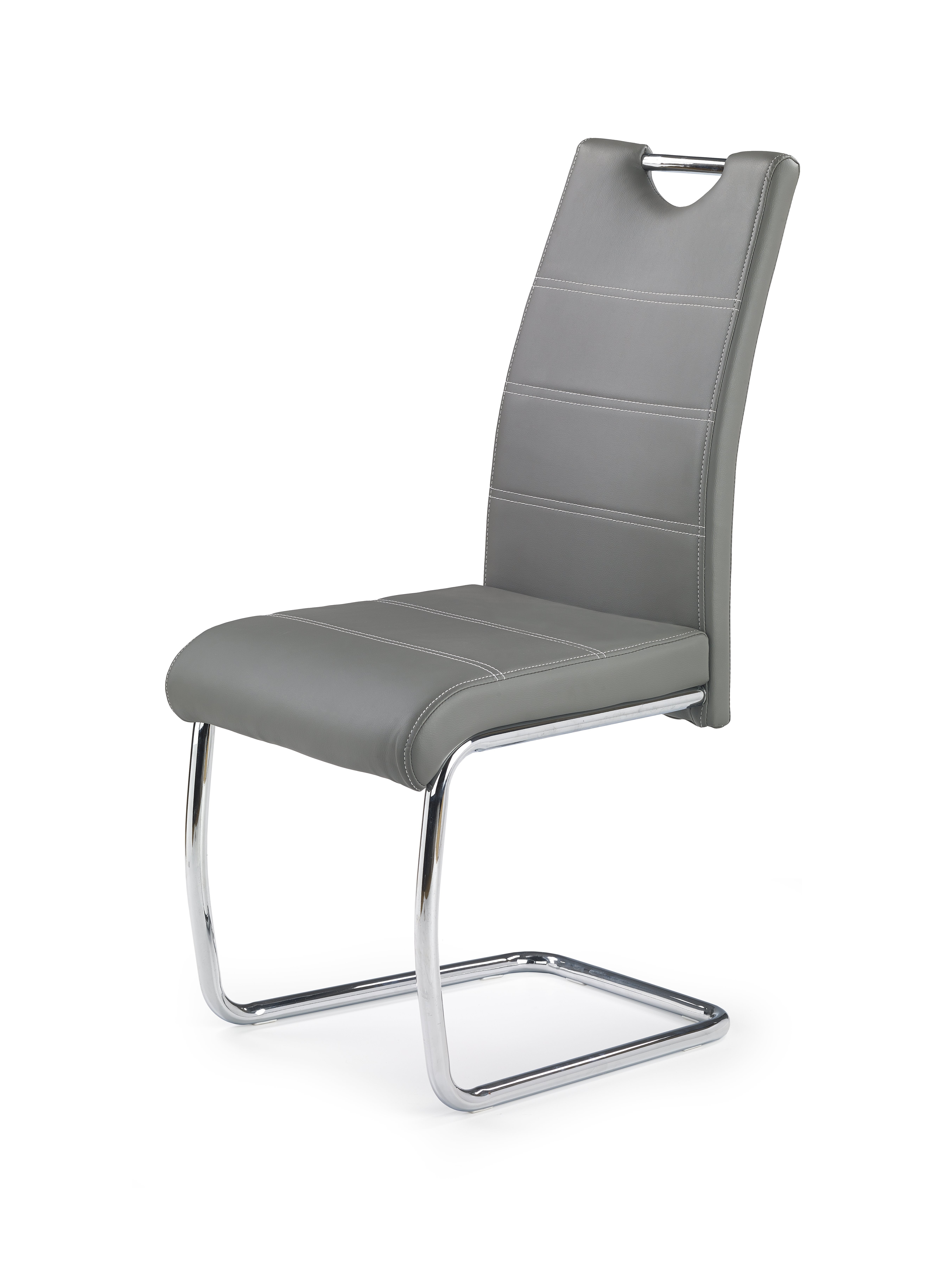 Silla de diseño jakarta de piel sintética y acero cromado - gris