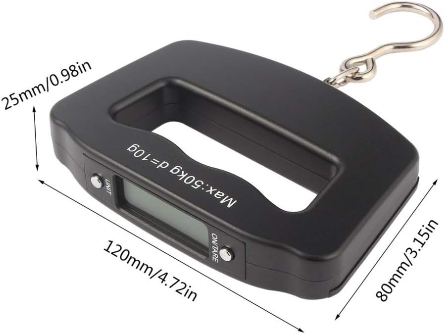 Bilancia Digitale Da Viaggio Per Bagagli, Portatile Con Gancio, Max 50 Kg (110 Libbre), Precisione 10g, Display LCD, Batteria Inclusa