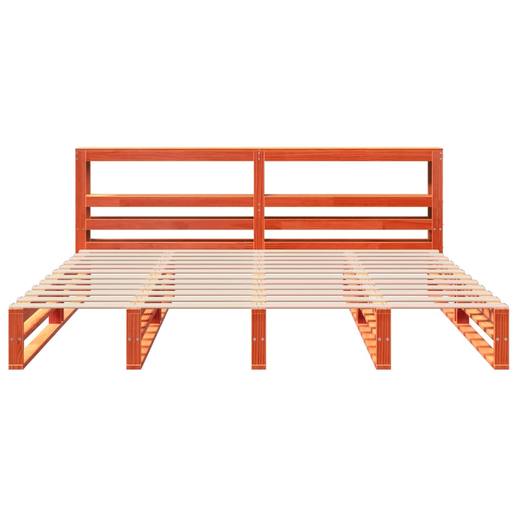 Cadre de lit sans matelas cire marron 180 x 200 cm bois de pin massif - 4
