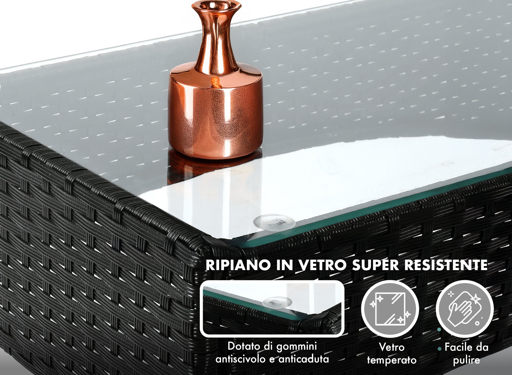 Salotto Da Esterno In Rattan 2 Poltrone 1 Divano 1 Tavolo Con Cuscini Relax Primavera Estate Mobili Estivi 4 Posti Tavolo Ripiano In Vetro - 4