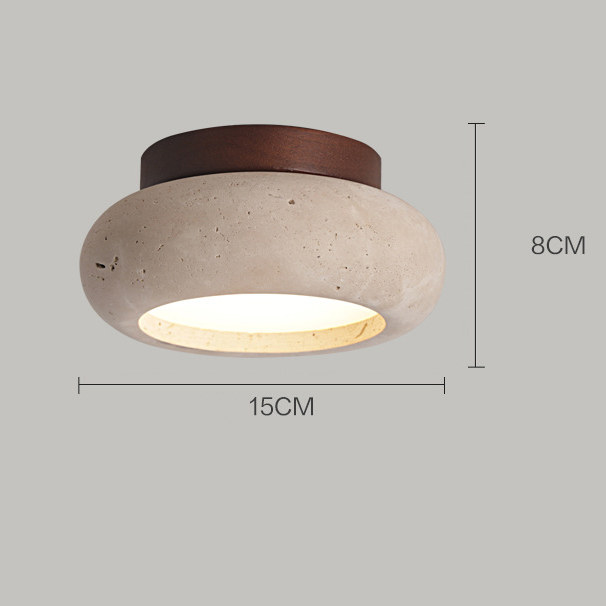 Lampa sufitowa LED 15 cm, Lampa sufitowa z naturalnego kamienia, Mały żyrandol wpuszczany, Lampa kamienna z połowy XX wieku, Ciepłe światło - 4