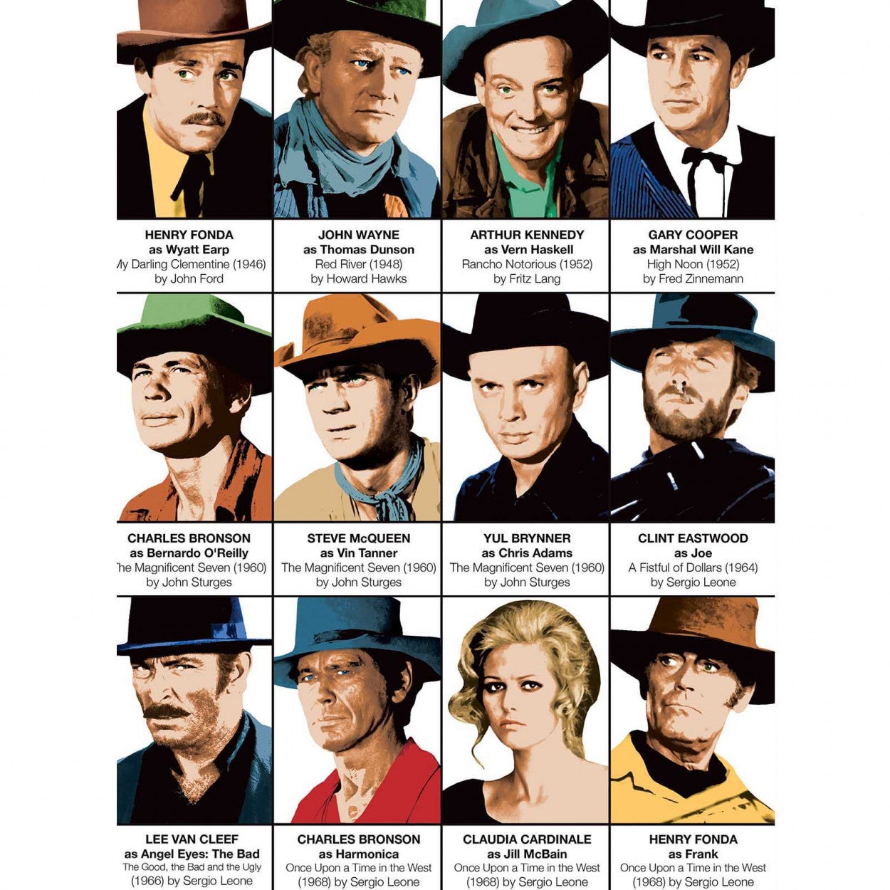 Affiche d’art 50 x 70 cm - Western Movie Characters - Olivier Bourdereau - 4