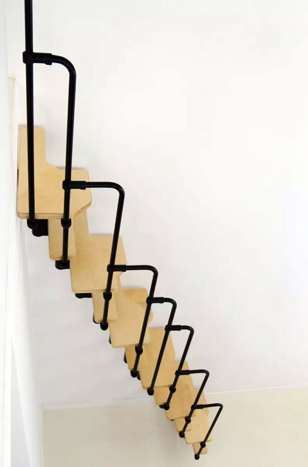 Escalier droit 12 marches - Hauteur à franchir 2.23 à 2.94m - Noir et Hêtre - TWISTER60-I-NH-12 - 5