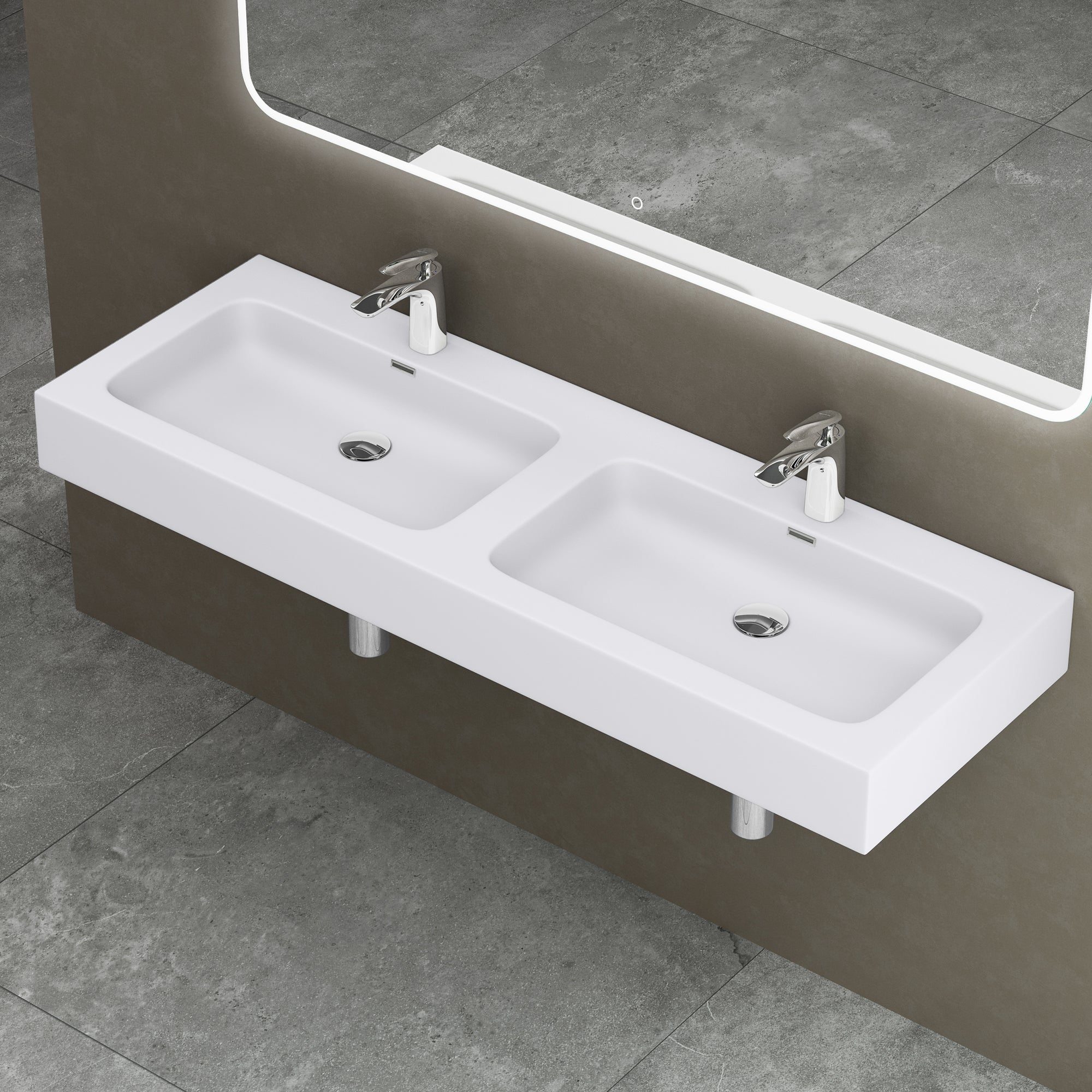 Lavabo Da Appoggio Colossium820 In Minerale Fuso - Bianco, Design Moderno, Resistente E Facile Da Pulire, Per Bagno